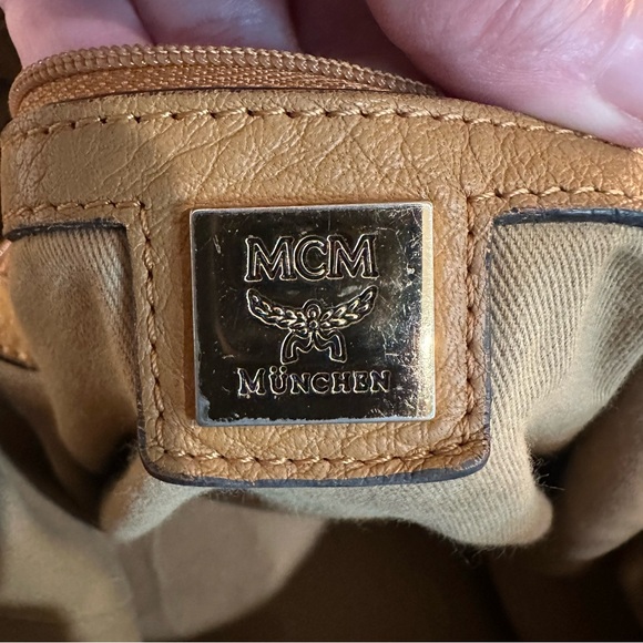 MCM Cognac Logo Visetos Shoulder Hobo Bag - Picture 12 of 16